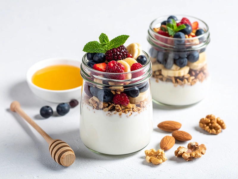 Meal Prep Frühstück zum abnehmen Magerquark-Bowl